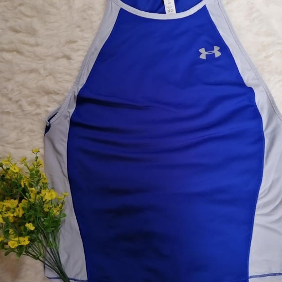 2/$20 Under Armour Heatgear Blue Mesh Tank - Picture 2 of 3